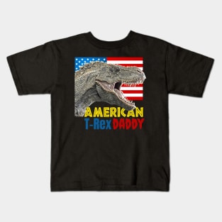 4th of July American T-Rex Dinosaur Daddy Kids T-Shirt